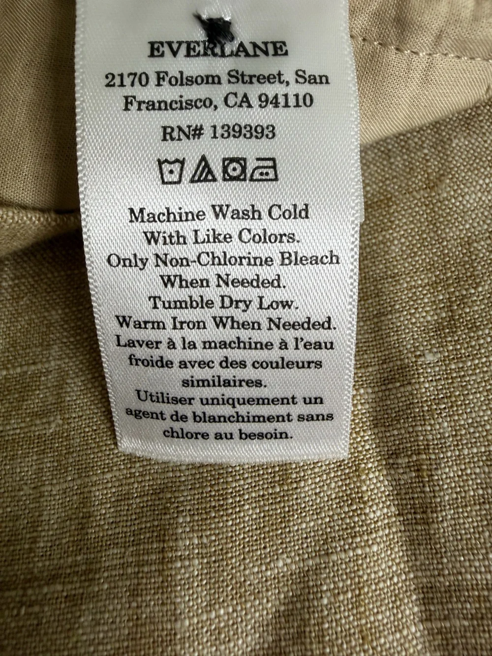 Everlane The Linen Trouser Cornstalk Chambray 34x30 Straight Leg NWT